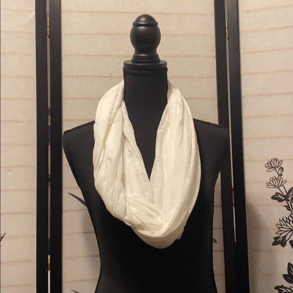 White Flower Infinity Scarf
